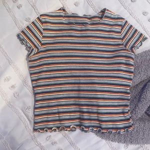 Cropped Tee, Colorful Stripes.